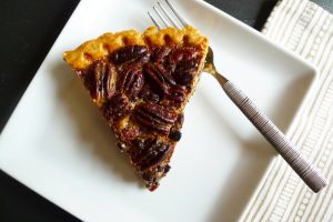 A slice of Bourbon Chocolate Pecan Pie.