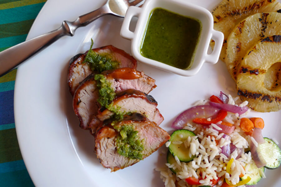 Guava Glazed Pork with Orange Jalapeno Mojo
