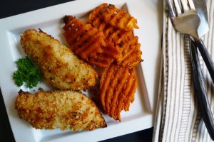 Oven Fried Cheddar Chicken Strips