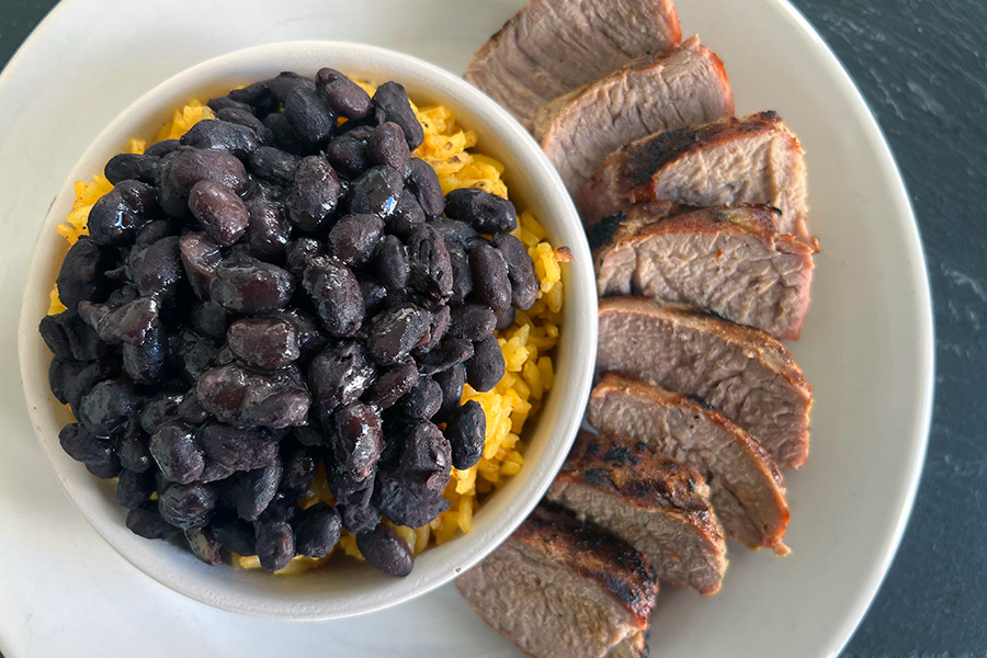 Cuban Pork with Black Beans & Yellow Rice