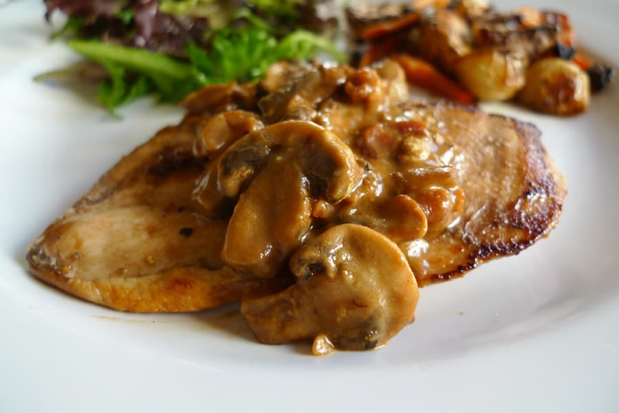 Cutlets with Creamy Mushroom Bacon Sauce