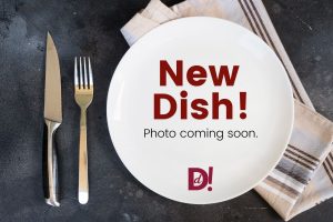 Photo shows an empty plate and text that a photo of this dish is coming soon.