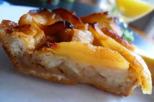 A slice of Apple Caramel French Toast.