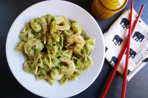 Bow Thai Shrimp pasta dish served plated.