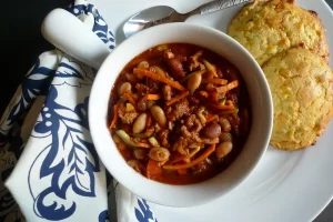 Garden Turkey Chili with Cornbread Bites.