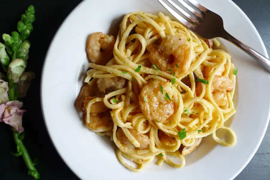 Shrimp Milano served in a bowl.